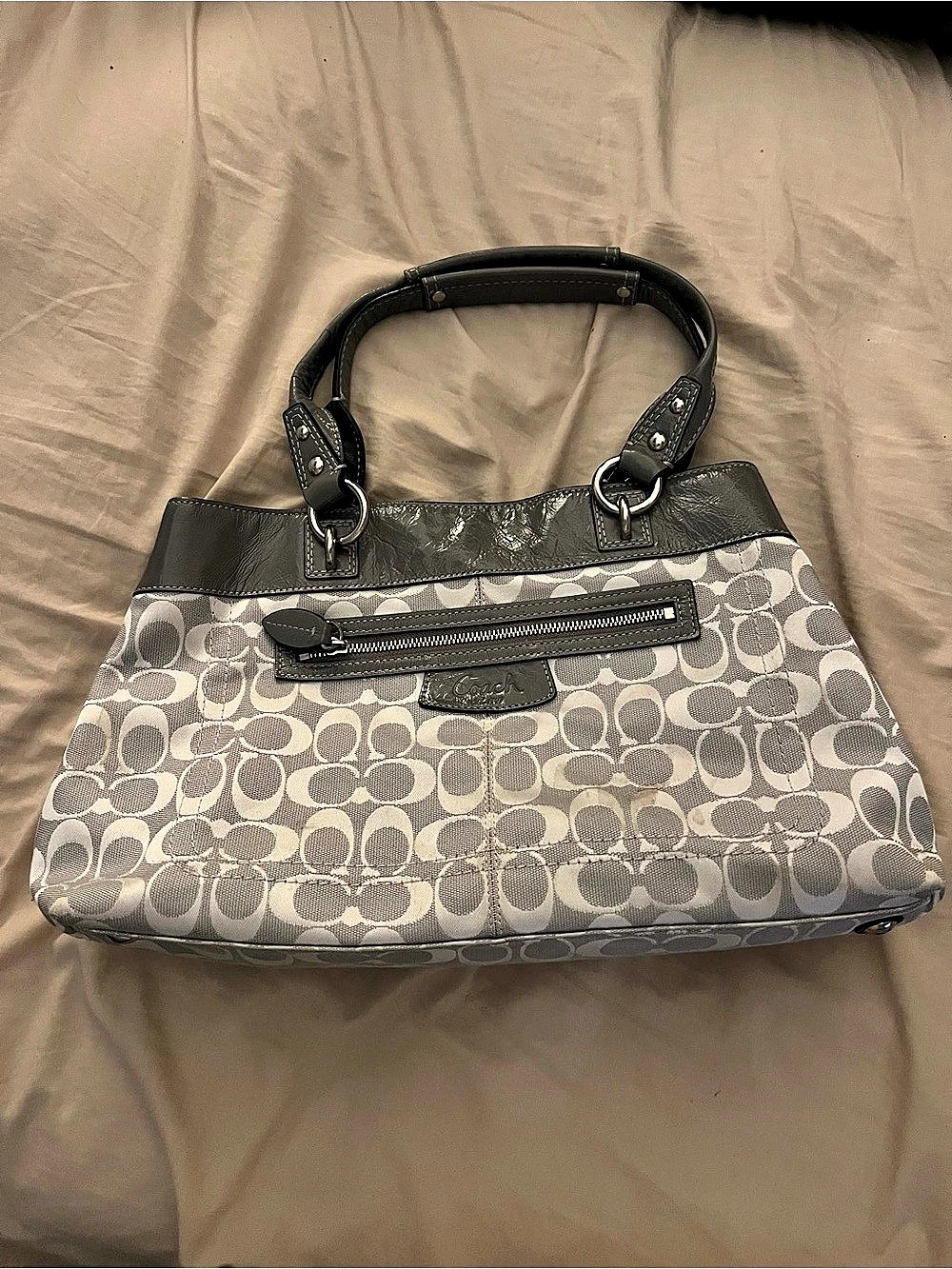 Coach F15588 Shoulder Bag Gray & Black